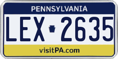 PA license plate LEX2635