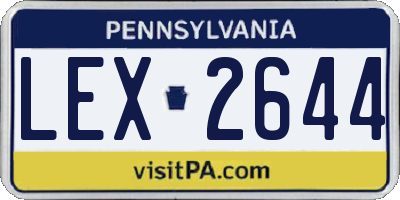 PA license plate LEX2644