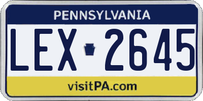 PA license plate LEX2645