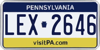 PA license plate LEX2646