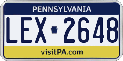 PA license plate LEX2648