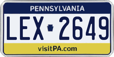 PA license plate LEX2649