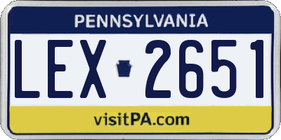 PA license plate LEX2651