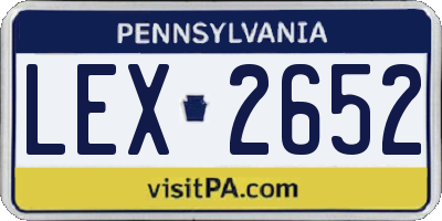 PA license plate LEX2652