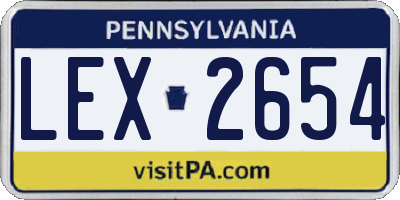 PA license plate LEX2654