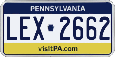 PA license plate LEX2662