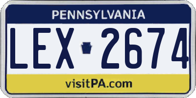 PA license plate LEX2674