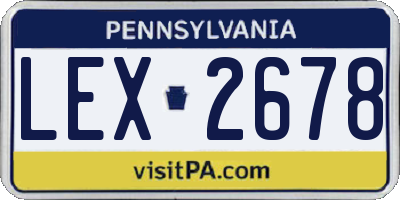 PA license plate LEX2678