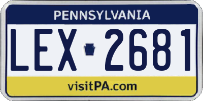 PA license plate LEX2681