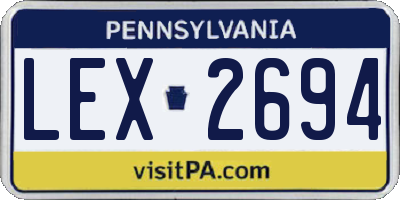 PA license plate LEX2694