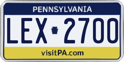 PA license plate LEX2700