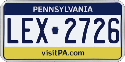 PA license plate LEX2726