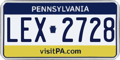 PA license plate LEX2728