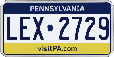 PA license plate LEX2729