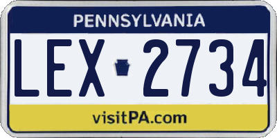 PA license plate LEX2734