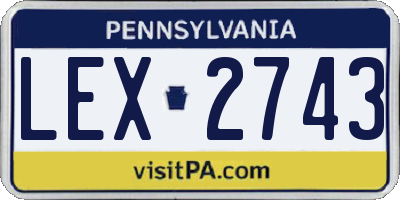 PA license plate LEX2743