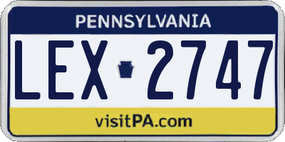 PA license plate LEX2747