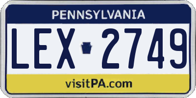 PA license plate LEX2749