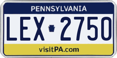 PA license plate LEX2750