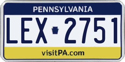 PA license plate LEX2751