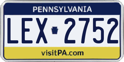 PA license plate LEX2752