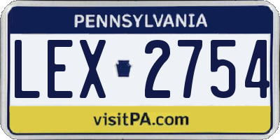PA license plate LEX2754
