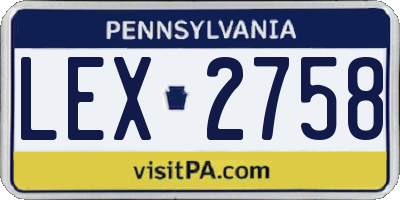 PA license plate LEX2758