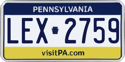 PA license plate LEX2759