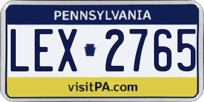 PA license plate LEX2765