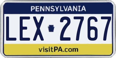 PA license plate LEX2767