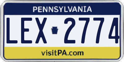 PA license plate LEX2774