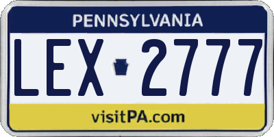 PA license plate LEX2777