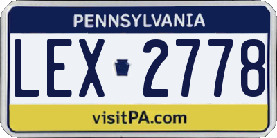 PA license plate LEX2778
