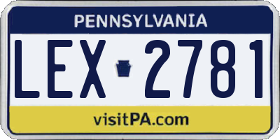 PA license plate LEX2781