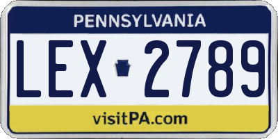 PA license plate LEX2789