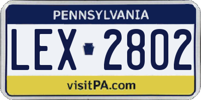 PA license plate LEX2802