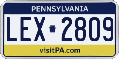 PA license plate LEX2809