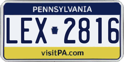 PA license plate LEX2816