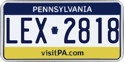 PA license plate LEX2818