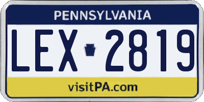 PA license plate LEX2819