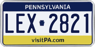 PA license plate LEX2821