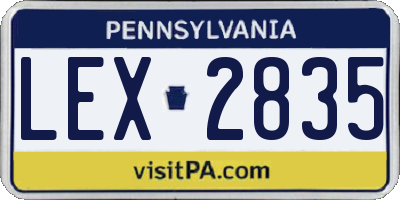 PA license plate LEX2835