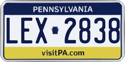 PA license plate LEX2838