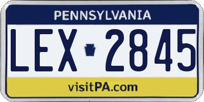 PA license plate LEX2845