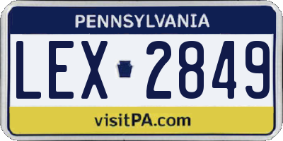 PA license plate LEX2849