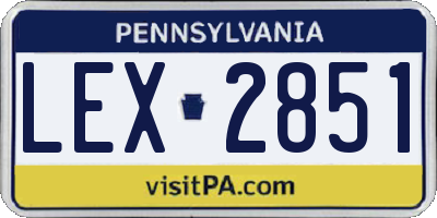 PA license plate LEX2851