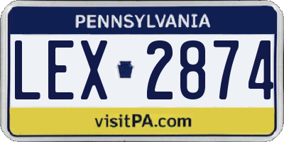 PA license plate LEX2874
