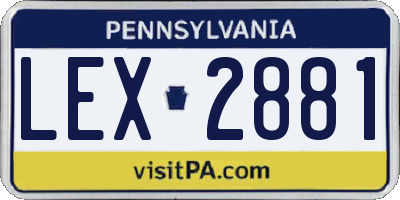 PA license plate LEX2881