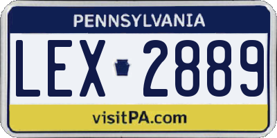 PA license plate LEX2889