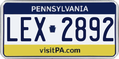 PA license plate LEX2892
